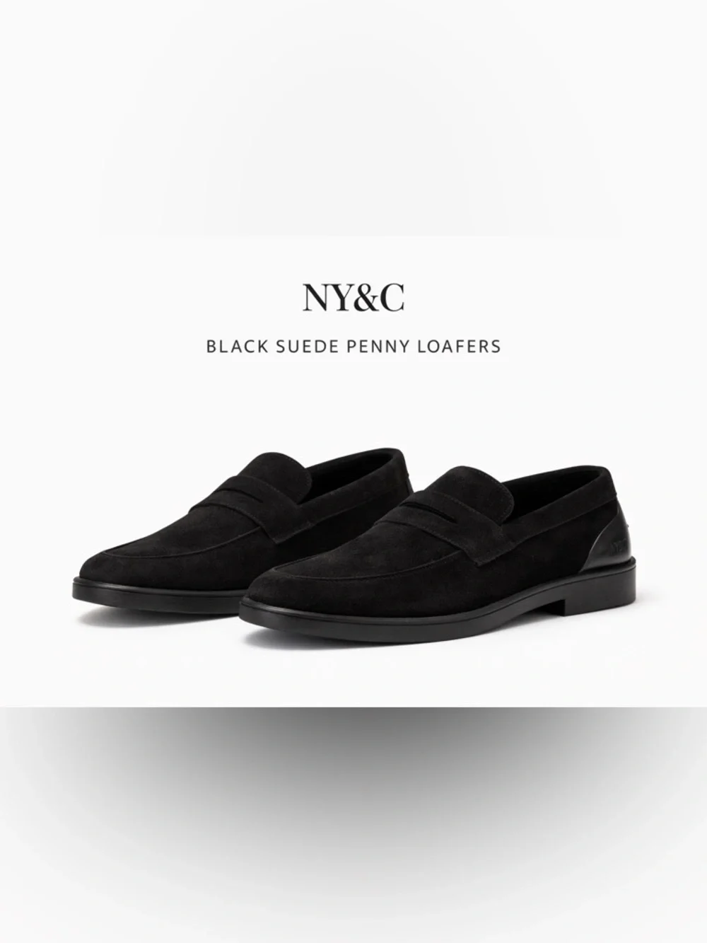 NY&C Jake Black Penny Loafers Mens 11 Suede Slip On Dress Shoes NIB - Picture 1 of 6